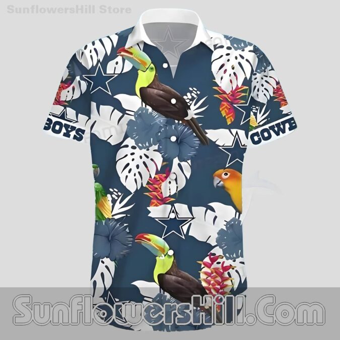 Dallas Cowboys Tropical Parrot Hawaiian Shirt for Beach Getaways Dallas Cowboys Tropical Parrot Hawaiian Shirt for Beach Getaways