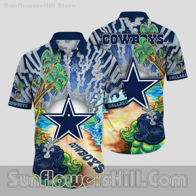 Dallas Cowboys Tropical Wave Hawaiian Shirt for Beach Day or Vacation Dallas Cowboys Tropical Wave Hawaiian Shirt for Beach Day or Vacation