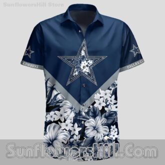 Dallas Cowboys Two Tone Star Flower Button Up Shirt for Beach Getaways
