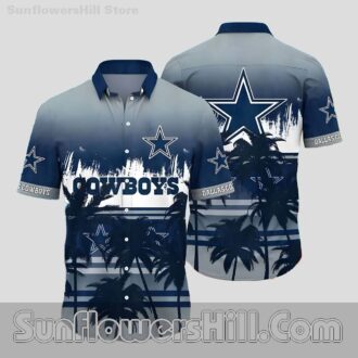 Limited Edition Dallas Cowboys Palm Tree Ombre Button Up Shirt, Perfect for Texas Game Day Fans
