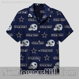 Men’s Dallas Cowboys Helmet Pattern Hawaiian Shirt, Breathable Fabric for Summer Vacations