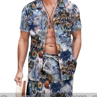 Men’s Dallas Cowboys Sports Themed Hawaiian Shirt Set for Summer Adventures