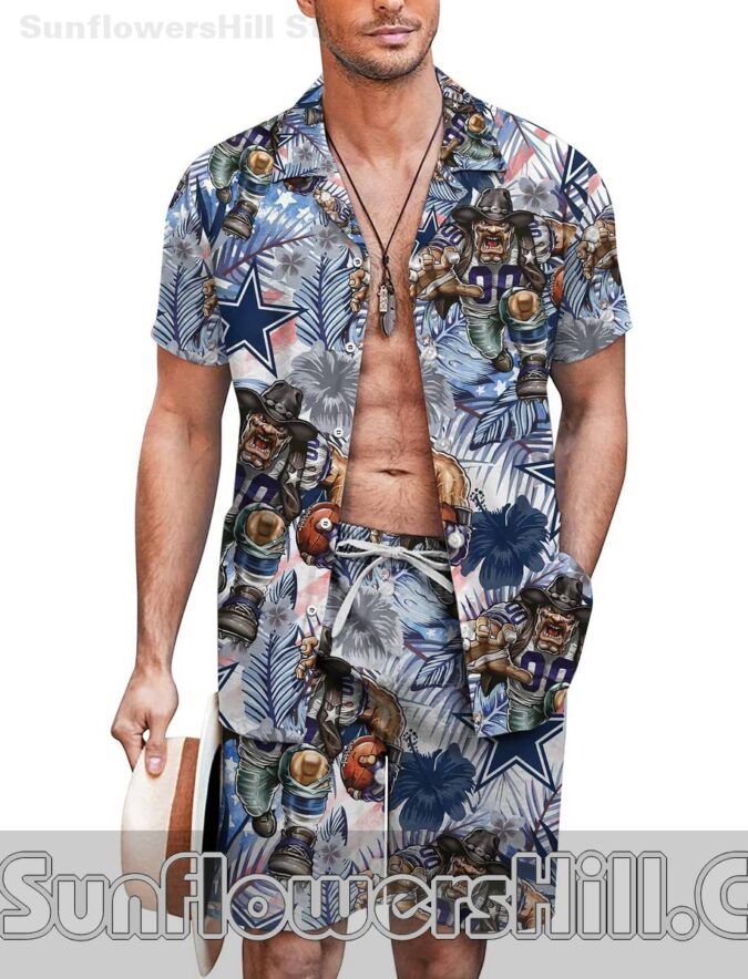 Men’s Dallas Cowboys Sports Themed Hawaiian Shirt Set for Summer Adventures Men’s Dallas Cowboys Sports Themed Hawaiian Shirt Set for Summer Adventures
