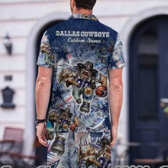 Men’s Dallas Cowboys Sports Themed Hawaiian Shirt Set for Summer Adventures