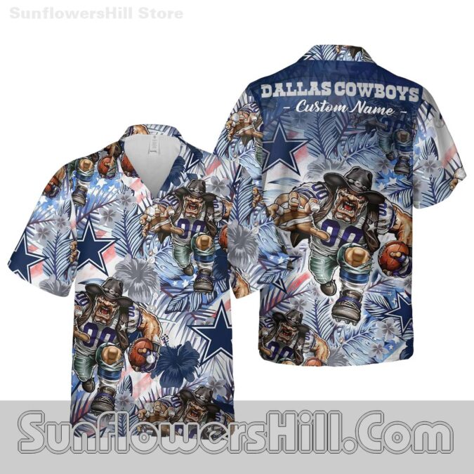 Men’s Dallas Cowboys Sports Themed Hawaiian Shirt Set for Summer Adventures
