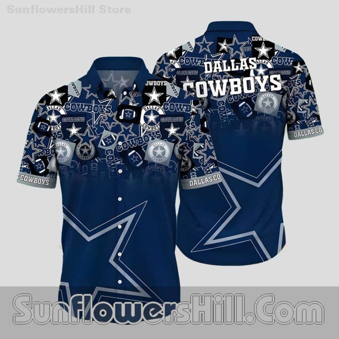 Dallas Cowboys All Over Star Print Hawaiian Shirt for Game Day Fans