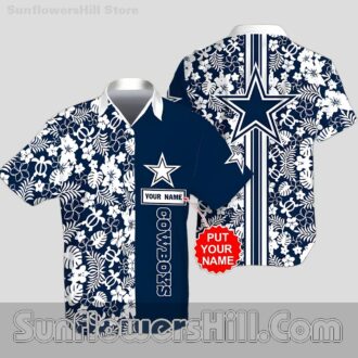 Personalized Dallas Cowboys Navy and White Floral Shirt for Casual Outings
