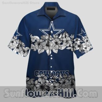 Shop Dallas Cowboys Hibiscus Print Hawaiian Shirt for Fans