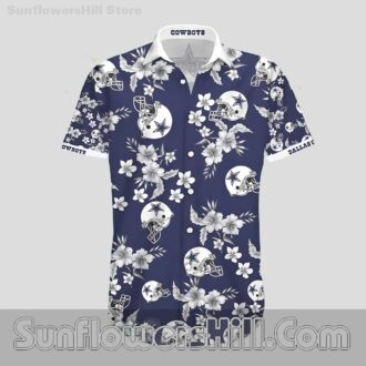 Women’s Dallas Cowboys Floral Pattern Hawaiian Shirt for Relaxed Fit