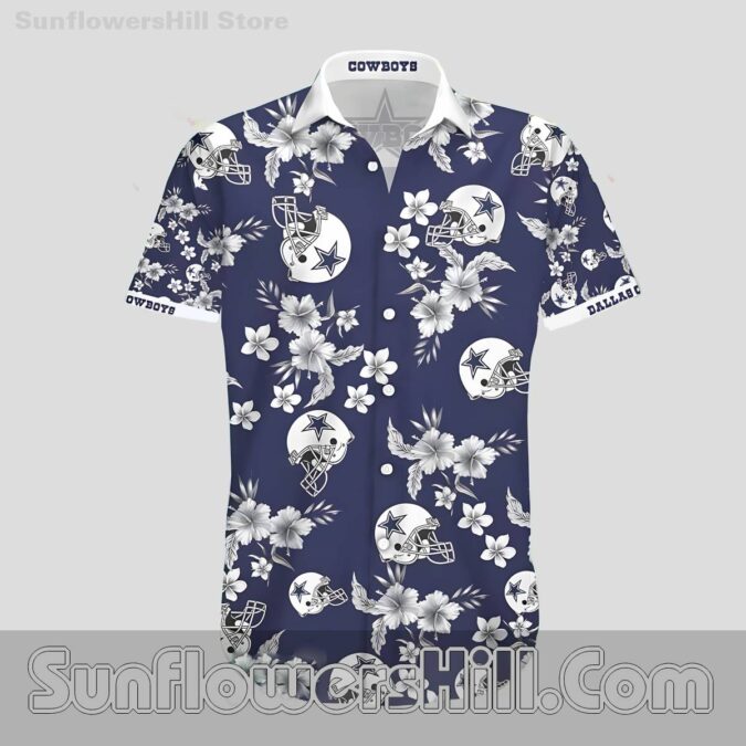 Women’s Dallas Cowboys Floral Pattern Hawaiian Shirt for Relaxed Fit