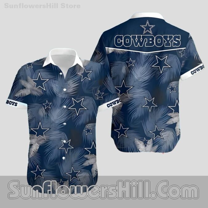 Women’s Dallas Cowboys Palm Leaf Hawaiian Shirt, Trendy Vacation Outfit for Florida Fans Women’s Dallas Cowboys Palm Leaf Hawaiian Shirt, Trendy Vacation Outfit for Florida Fans