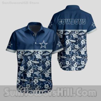 Women’s Dallas Cowboys Surf Floral Button Up Shirt for Beach Fans