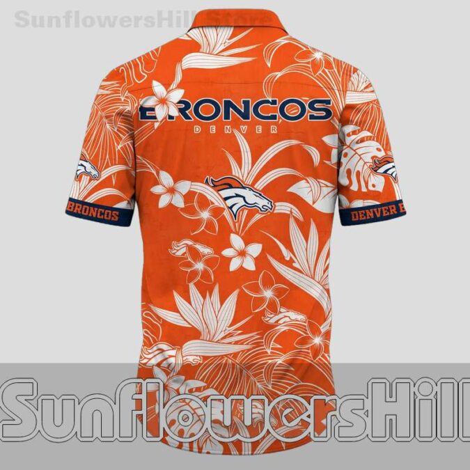 Denver Broncos Bold Floral Print Relaxed Fit Hawaiian Shirt for Tailgating