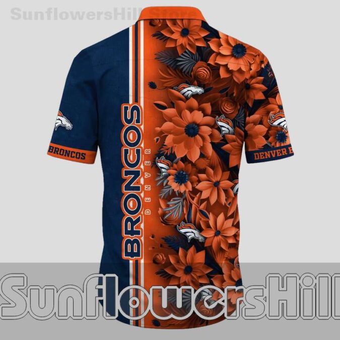 Denver Broncos Bold Flower Aloha Shirt for Beach Trips and Cookouts