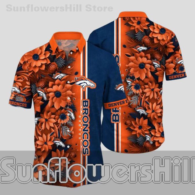 Denver Broncos Bold Flower Aloha Shirt for Beach Trips and Cookouts