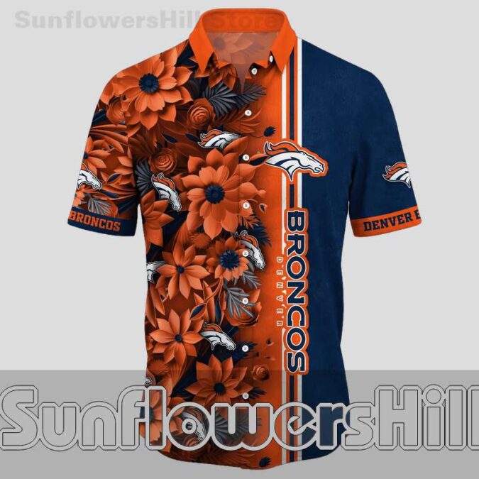 Denver Broncos Bold Flower Aloha Shirt for Beach Trips and Cookouts
