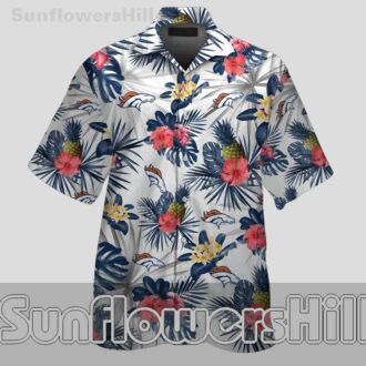 Denver Broncos Bright Floral Short Sleeve Hawaiian Shirt for Dad and Husband Gifts