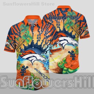 Denver Broncos Bright Island Casual Hawaiian Shirt for Vacation and Fans