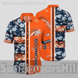 Denver Broncos Bright Orange Relaxed Fit Hawaiian Shirt for Everyday Style