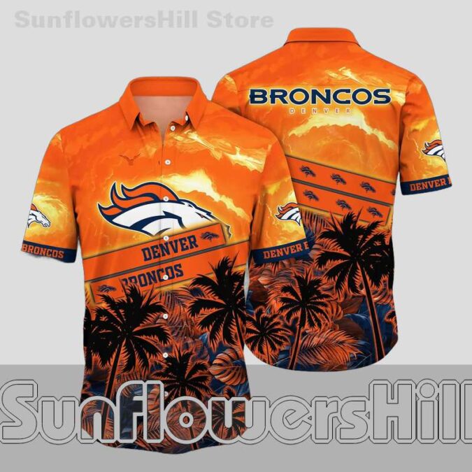 Denver Broncos Bright Sunset Casual Hawaiian Shirt for Summer Parties