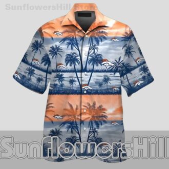 Denver Broncos Coastal Sunset Casual Short Sleeve Shirt for Football Lovers