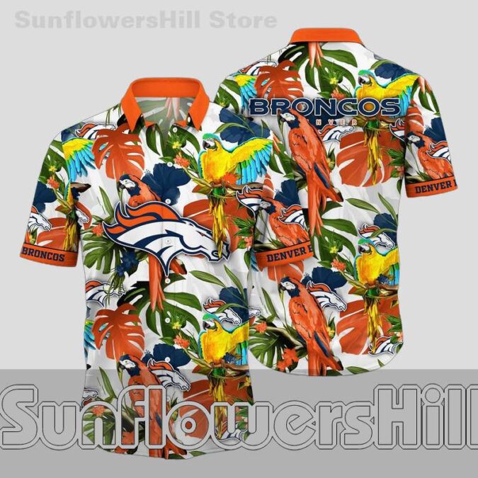 Denver Broncos Colorful Parrot Short Sleeve Hawaiian Shirt for Fans and Dads Denver Broncos Colorful Parrot Short Sleeve Hawaiian Shirt for Fans and Dads