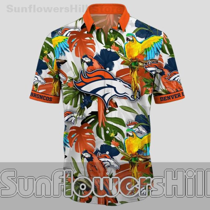 Denver Broncos Colorful Parrot Short Sleeve Hawaiian Shirt for Fans and Dads