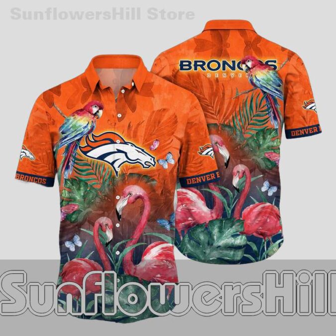 Denver Broncos Flamingo Hawaiian Shirt for Beach Trips and Summer Parties