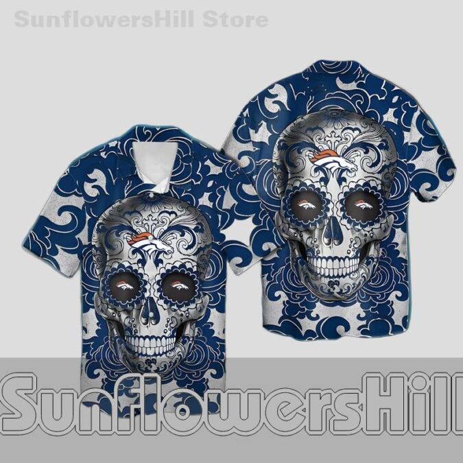 Denver Broncos Floral Skull Design Hawaiian Shirt for Summer BBQ and Holidays Denver Broncos Floral Skull Design Hawaiian Shirt for Summer BBQ and Holidays