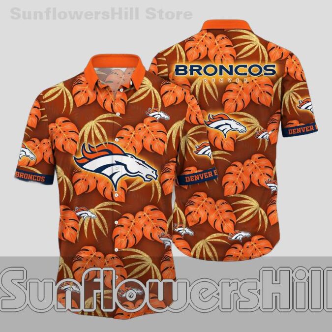 Denver Broncos Golden Leaf Unisex Hawaiian Shirt for Vacation and Tailgate