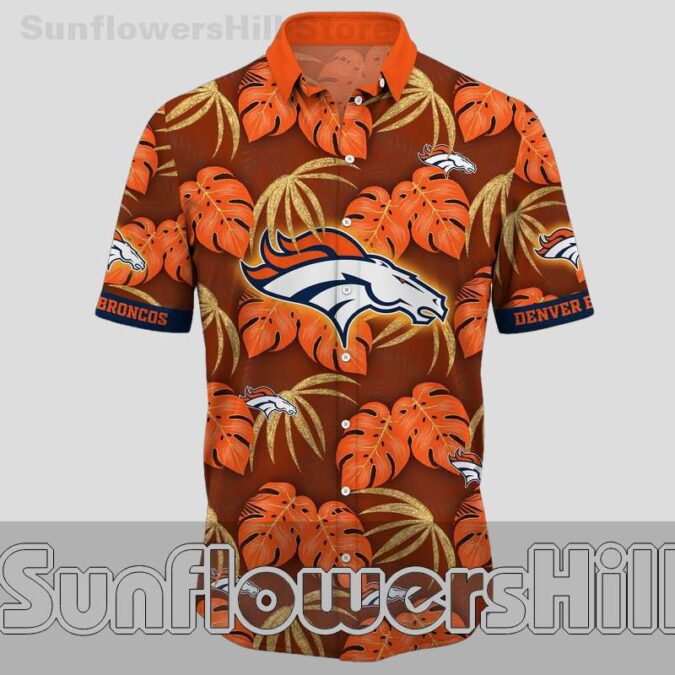Denver Broncos Golden Leaf Unisex Hawaiian Shirt for Vacation and Tailgate