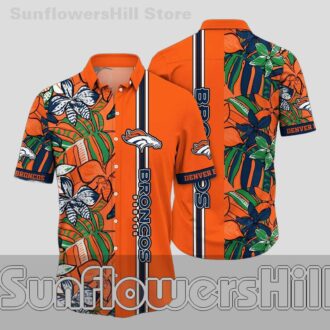 Denver Broncos Green Leaf Casual Hawaiian Shirt for Tailgate and BBQ