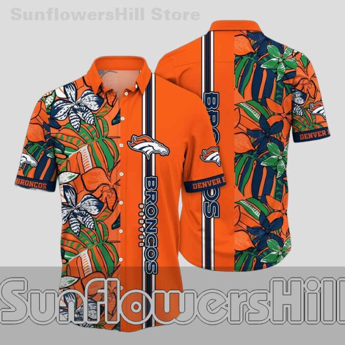 Denver Broncos Green Leaf Casual Hawaiian Shirt for Tailgate and BBQ