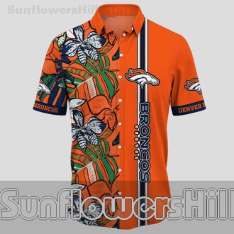 Denver Broncos Green Leaf Casual Hawaiian Shirt for Tailgate and BBQ