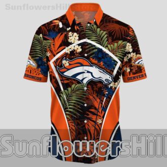 Denver Broncos Navy and Orange Sporty Hawaiian Shirt for Father’s Day Gift