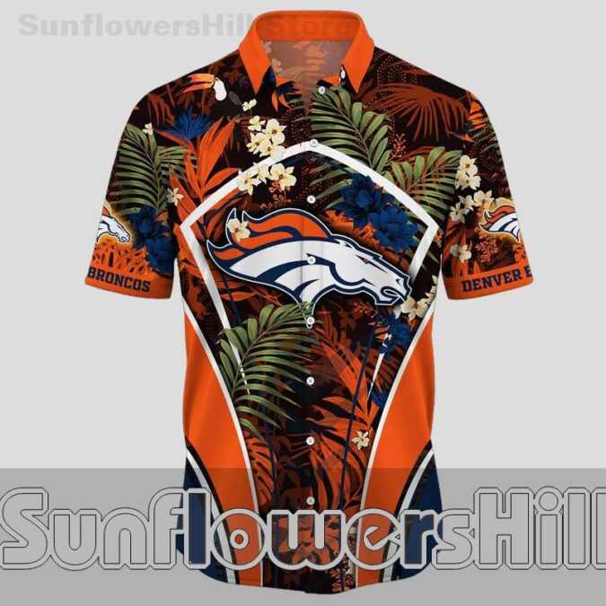Denver Broncos Navy and Orange Sporty Hawaiian Shirt for Father’s Day Gift