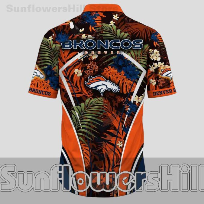 Denver Broncos Navy and Orange Sporty Hawaiian Shirt for Father’s Day Gift
