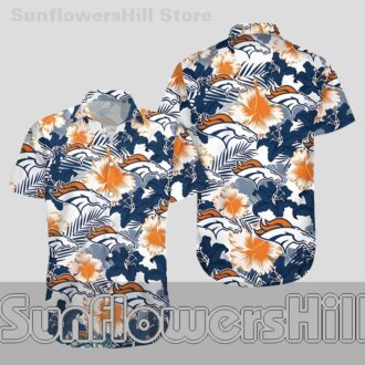 Denver Broncos Navy Orange Floral Hawaiian Shirt for Game Day Fans
