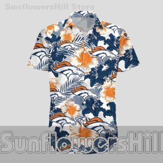 Denver Broncos Navy Orange Floral Hawaiian Shirt for Game Day Fans