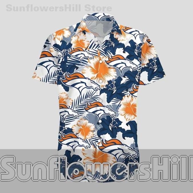 Denver Broncos Navy Orange Floral Hawaiian Shirt for Game Day Fans