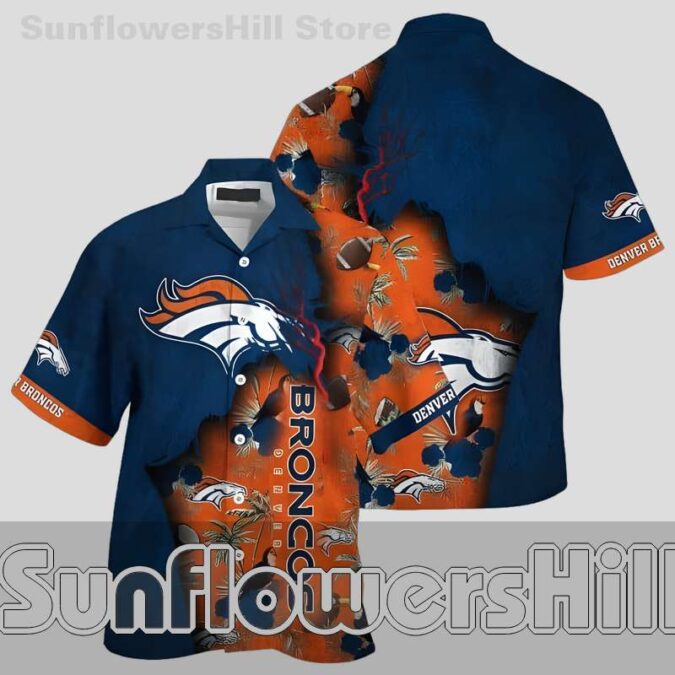 Denver Broncos Navy Orange Relaxed Fit Button Down Shirt for Game Day Fans Denver Broncos Navy Orange Relaxed Fit Button Down Shirt for Game Day Fans
