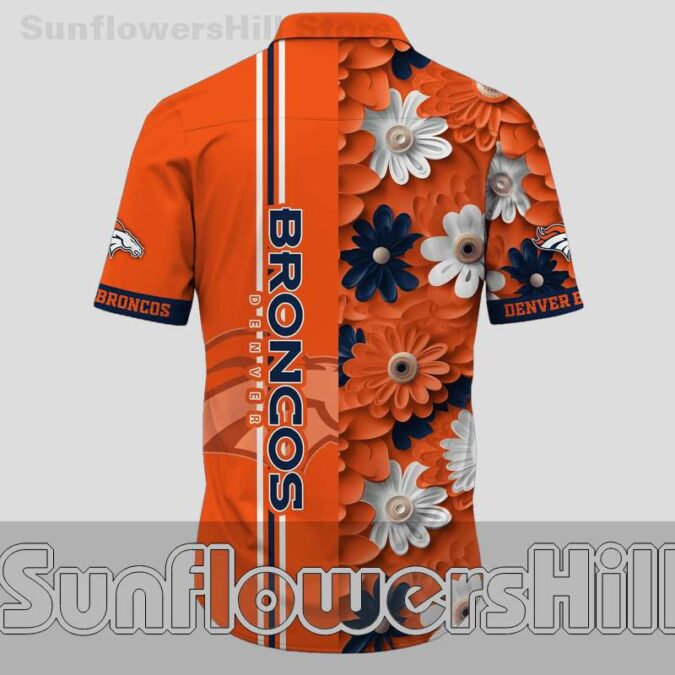 Denver Broncos Orange Floral Hawaiian Shirt for Beach Trips and Summer Parties