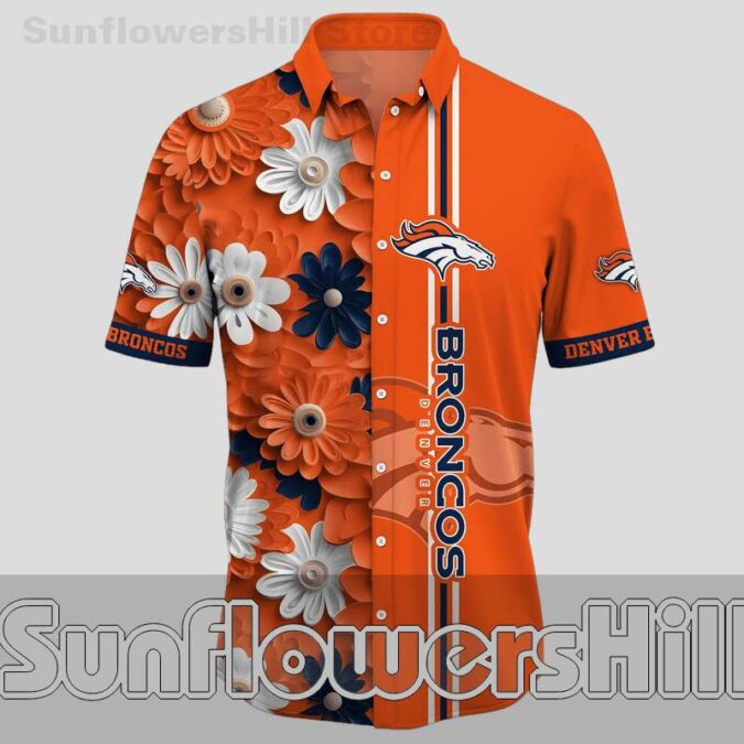 Denver Broncos Orange Floral Hawaiian Shirt for Beach Trips and Summer Parties