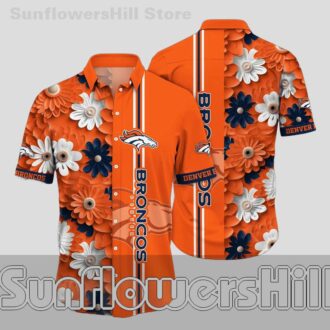 Denver Broncos Orange Floral Hawaiian Shirt for Beach Trips and Summer Parties