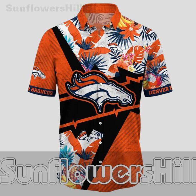Denver Broncos Orange Fruit Print Casual Hawaiian Shirt for Father’s Day Gift
