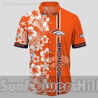 Denver Broncos Orange Hibiscus Floral Hawaiian Shirt for Game Day Fans