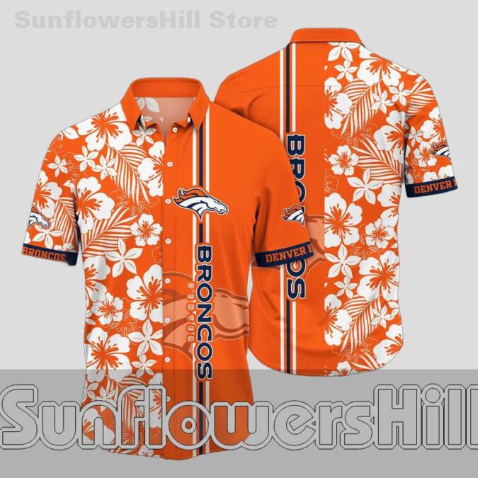 Denver Broncos Orange Hibiscus Floral Hawaiian Shirt for Game Day Fans