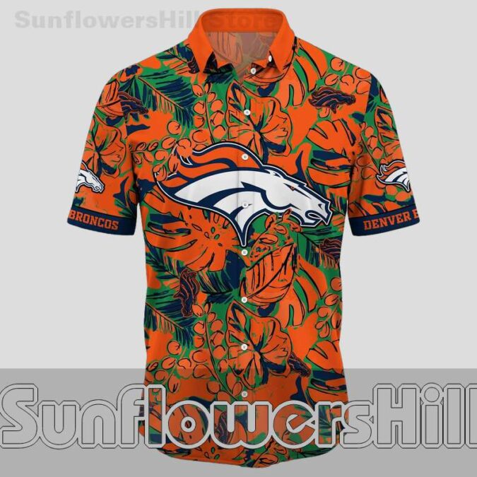 Denver Broncos Palm Leaf Unisex Hawaiian Shirt for Vacation and Everyday Wear Denver Broncos Palm Leaf Unisex Hawaiian Shirt for Vacation and Everyday Wear