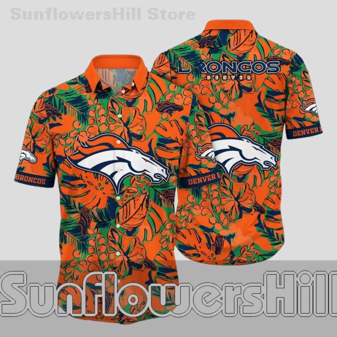 Denver Broncos Palm Leaf Unisex Hawaiian Shirt for Vacation and Everyday Wear
