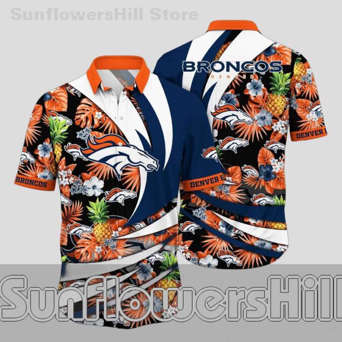 Denver Broncos Pineapple Print Hawaiian Shirt for Summer Beach Trips Denver Broncos Pineapple Print Hawaiian Shirt for Summer Beach Trips